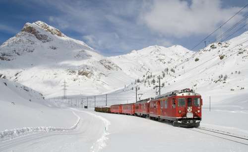 Railway Bernina Railway Lagalb Bernina Winter