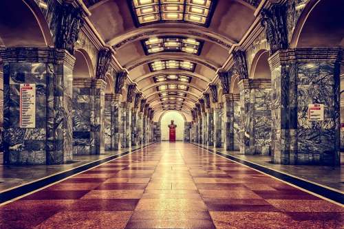 Railway Station Metro St Petersburg Russia