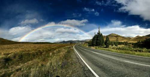 Rainbow Roadway Beautiful Landscape Country Road