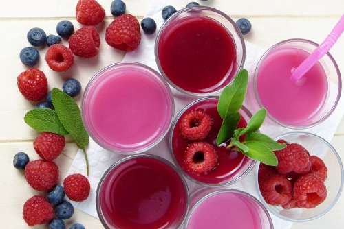 Raspberry Blueberry Smoothies Juice Pressed Fresh