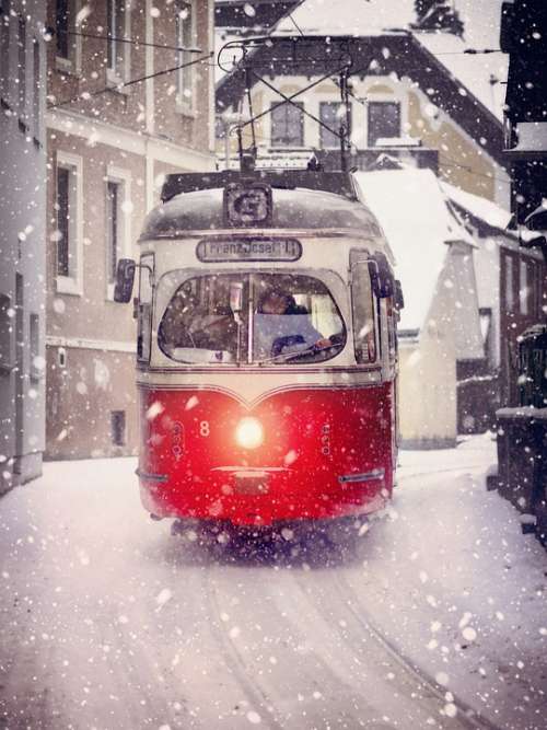 Road Tram Transport System City Winter Vehicle