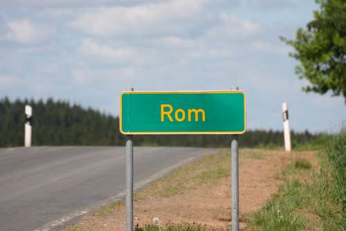 Road Away Rome Town Sign Eifel Village