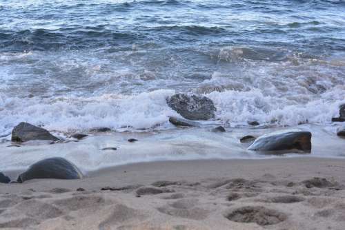 Rocks White Water Ocean Nature Stone Sea