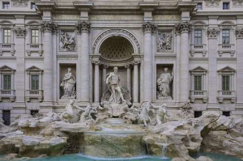 Rome Trevi Fountain Sights Tourism