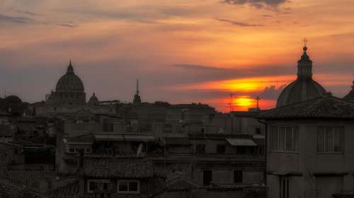Rome Sunset The Roofs Architecture City Houses