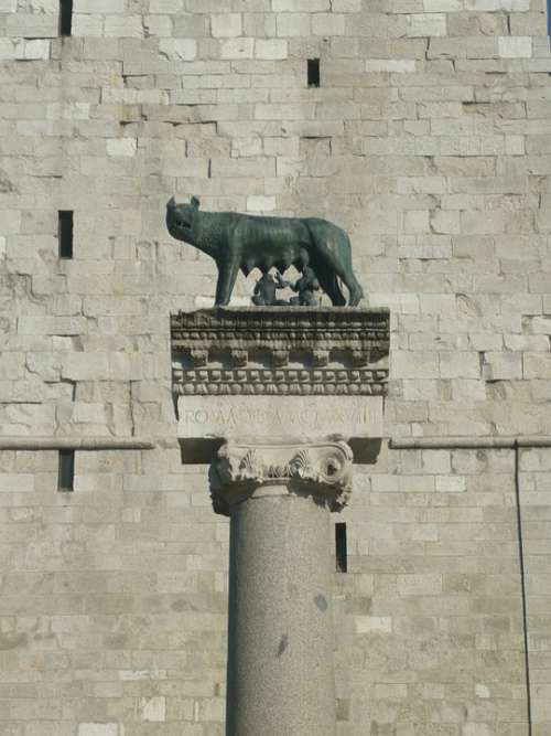 Romulusz Statue Remus Sculpture Italian Wolf