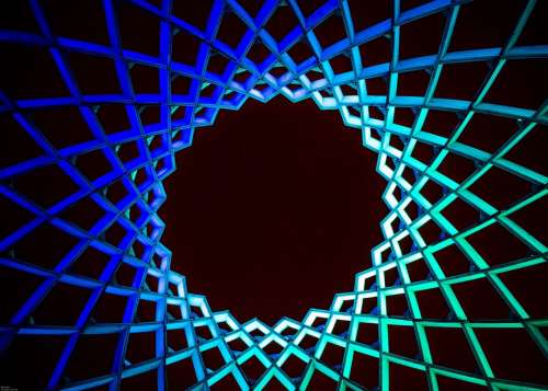 Round Architecture Blue Pattern Shape Star