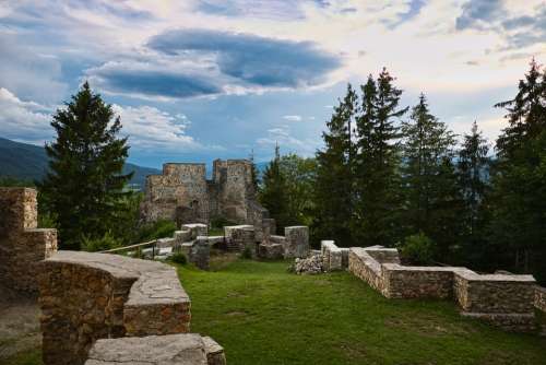 Ruin Hohenwang Langenwang Clouds Trees Sky Nature