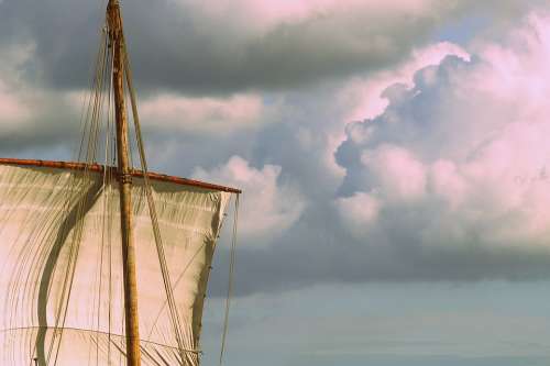 Sail Old Retro Sea Boat Sailing Vessel Water Sky