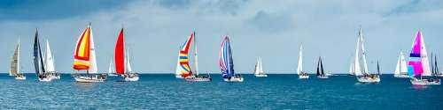 Sailboats Race Yachts Yacht Racing Start Ocean