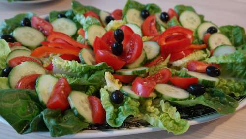 Salad Salad Plate Leaf Lettuce Green Cucumber