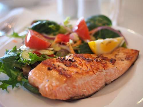 Salmon Dish Food Meal Fish Seafood Plate