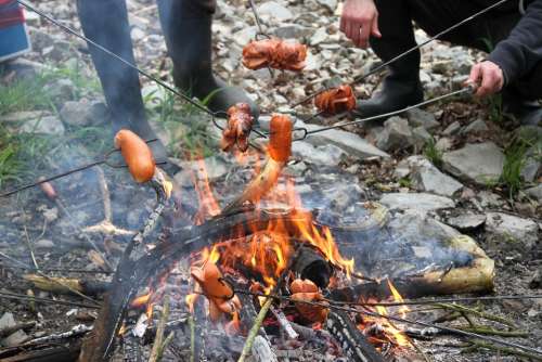 Sausages Fire Toasting