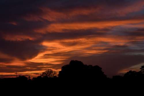 Scenic Dusk Evening Sky Sunset Orange Cloudy