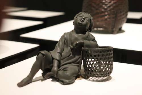 Sculpture Bronze Child Japanese Art Figure