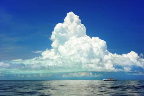 Sea Cumulus Cloud Boat Clouds Marine Ocean Sky