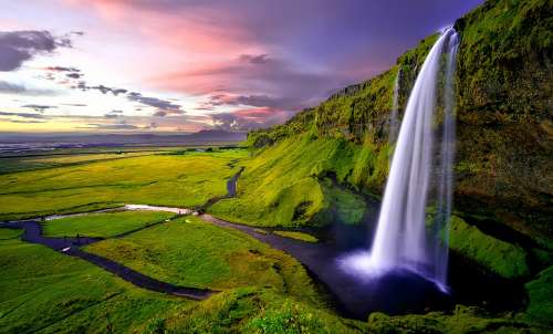 Seljalandsfoss Waterfall Iceland Falls Cliff Water
