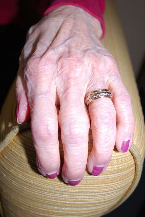 Senior Elderly Hand Skin Ring Aged Wrinkled