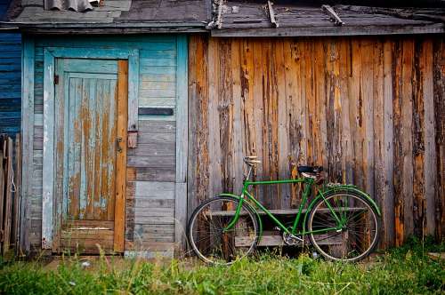 Shed Bicycle Bike Old Wooden Shack Cabin Cottage