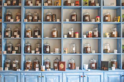 Shelf Store Shop Chinese Jars Herbs Herbal