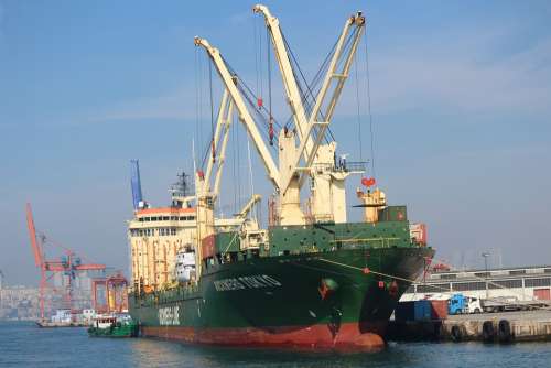 Ship Port Customs Crane Shipping Marine Sky