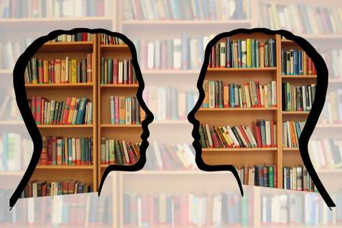 Silhouette Head Bookshelf Knowledge Information