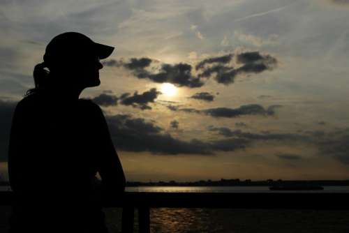 Silhouette Portrait Sky Women