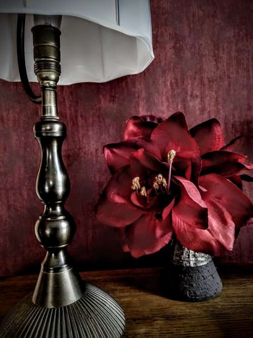 Silk Flower Lamp Interior Design Red Wood Petals