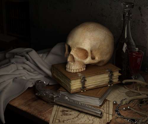 Skull Dark Pirate Book Gun Death Dead Historic