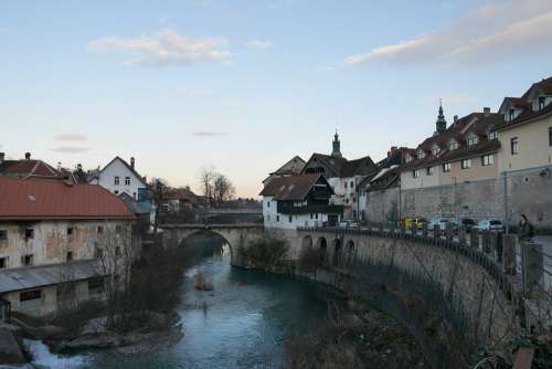 Slovenia Škofja Loka River Bridge City