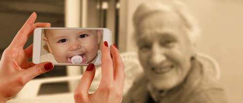 Smartphone Face Woman Old Baby Young Child Youth