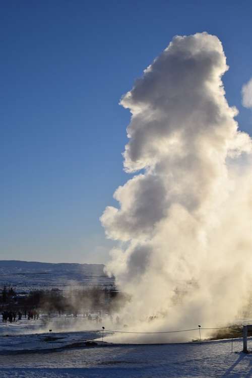 Smoke Stack Iceland Geysir Environment Steam