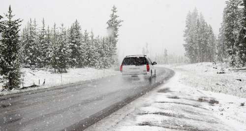 Snow Road Winter Car Roadtrip Road Trip Snowstorm