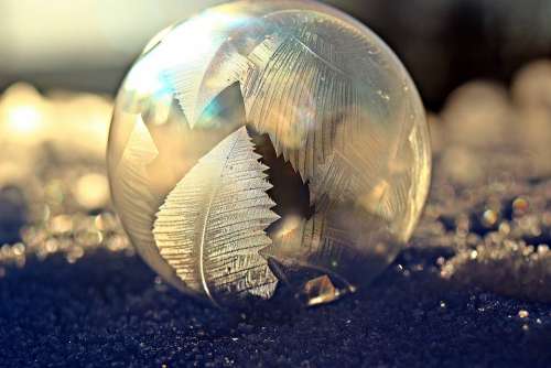 Soap Bubble Frost Bubble Eiskristalle Snow Winter