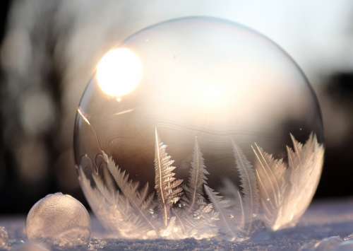 Soap Bubble Frost Bubble Eiskristalle Frozen Winter