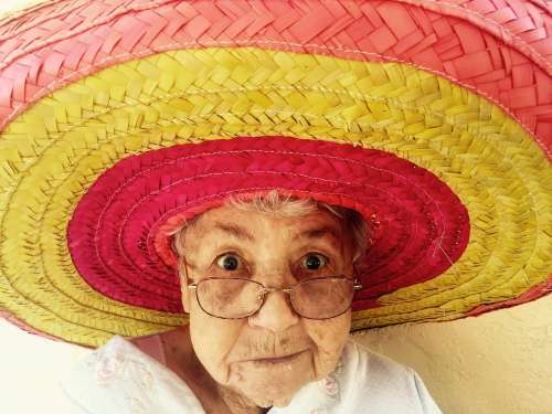 Sombrero Old Woman Hat Woman Traditional Mexico