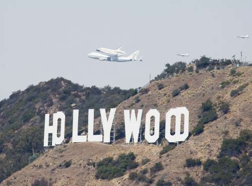 Space Shuttle Flight Hollywood Sign Spaceship