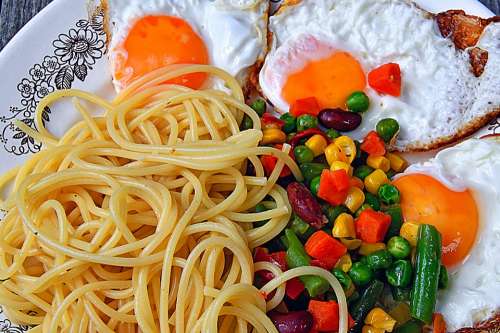 Spaghetti Food Eggs Lunch Meal Egg Food Cook