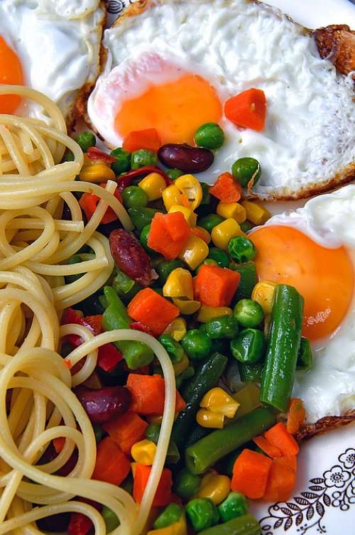 Spaghetti Food Eggs Lunch Meal Egg Food Cook