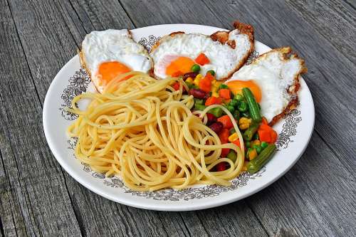 Spaghetti Food Eggs Lunch Meal Egg Food Cook