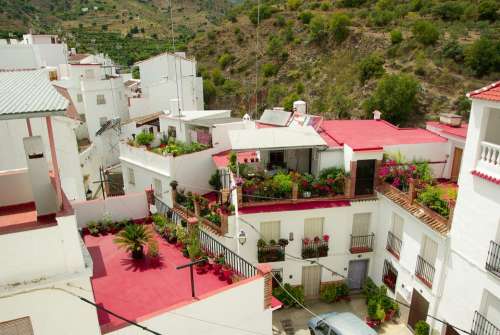 Spain Andalusia Tolox Streets Terraces