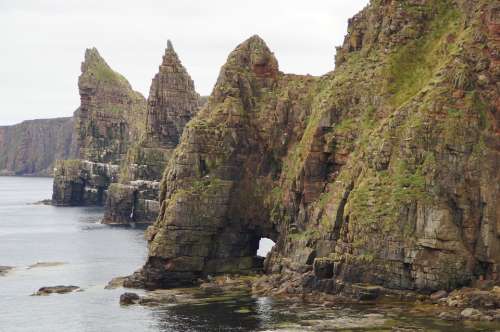 Stacks Of Duncansby Rock Coast Scotland Sea Bank