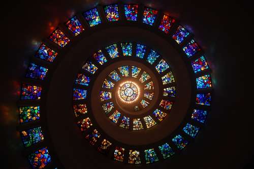 Stained Glass Spiral Circle Pattern Glass Religion
