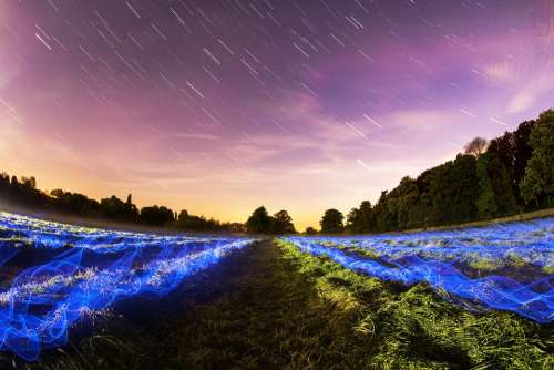 Stars Field Long Exposure Night Lights Motion