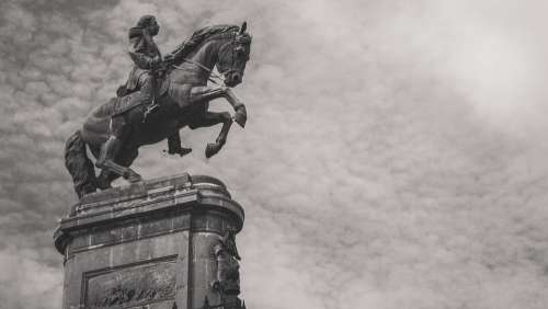 Statue Horse Monument Black And White Zacatecas