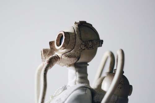 Statue Gas Mask Respirator Apocalyptic Sculpture