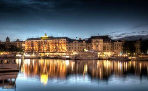 Stockholm Night Shot Night Hdr