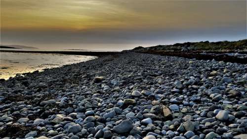 Stone Coast Ireland Galway Bay Stones Sun
