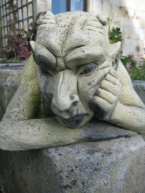 Stone Figure Fash Devil Sculpture Mystical