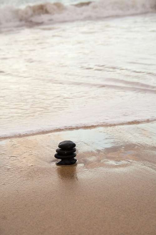 Stones Harmony Sea Beach Wave Wellness Meditation
